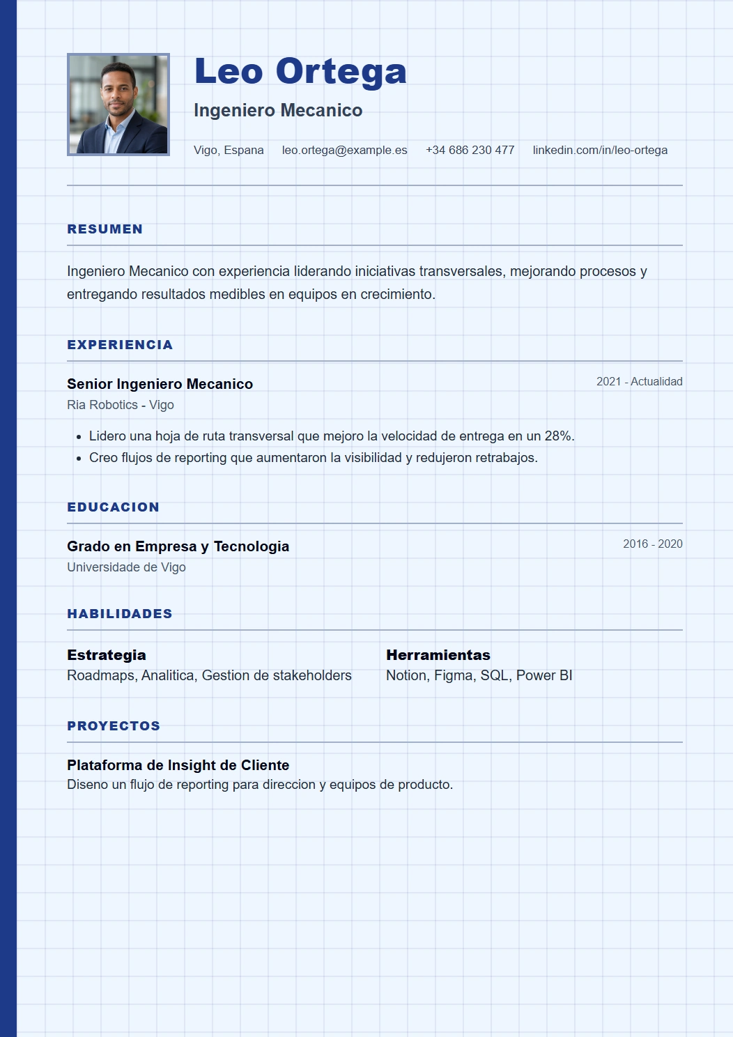 Blueprint vista previa de plantilla CV