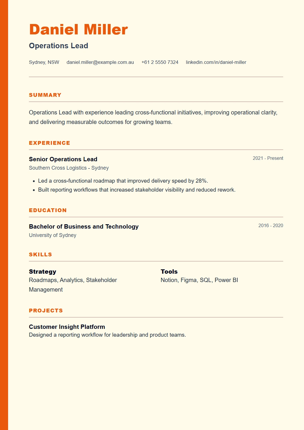 Business CV template preview