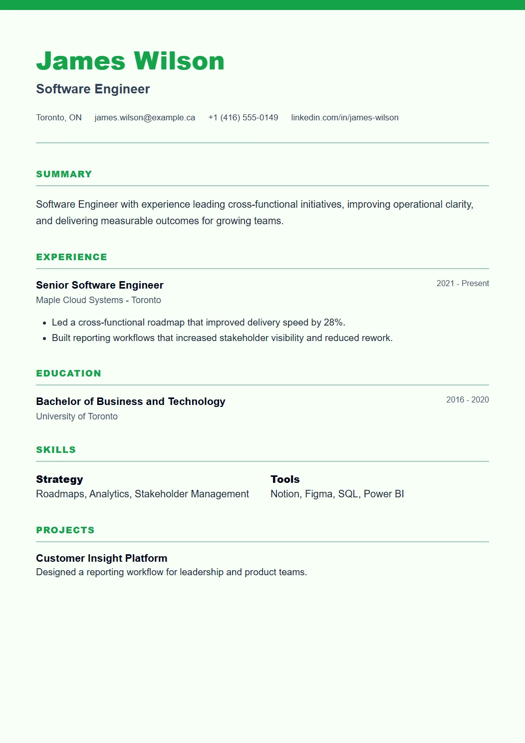 Casual CV template preview