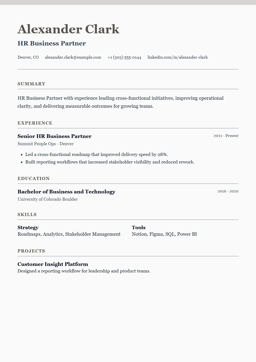 Classic CV template preview