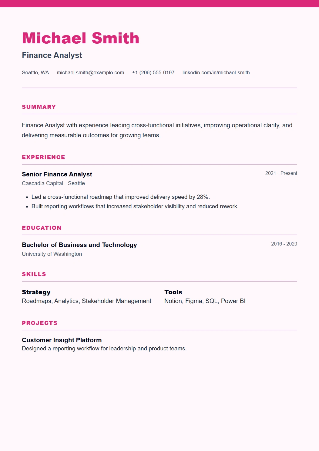 Creative CV template preview