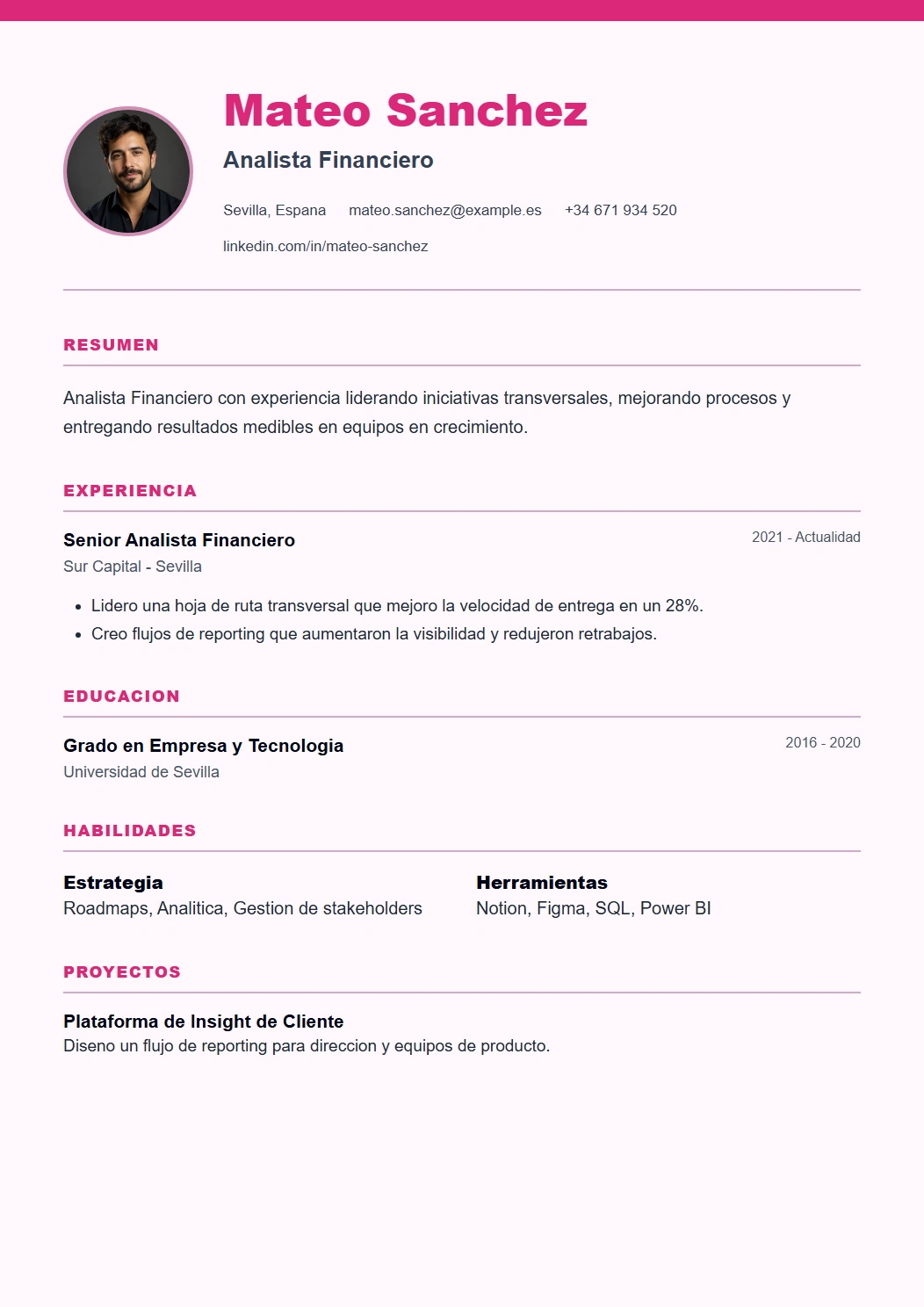 Creative vista previa de plantilla CV