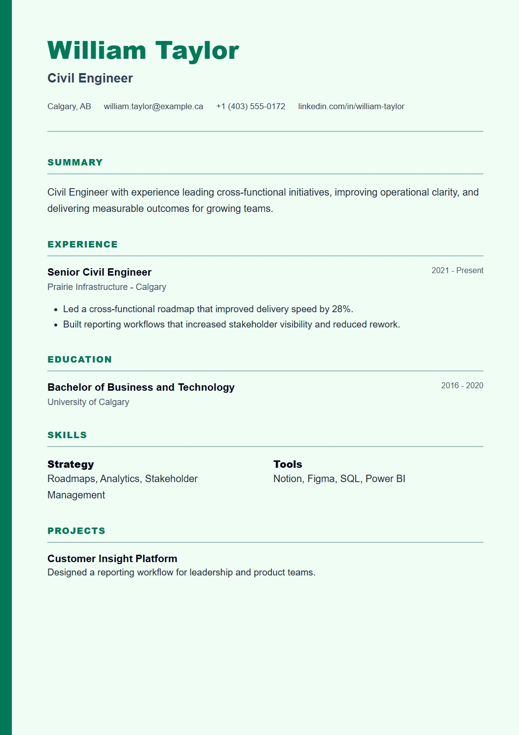 Elegant CV template preview