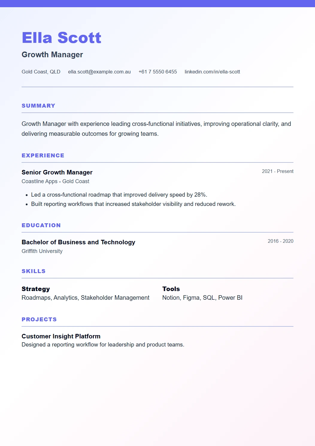 Gradient CV template preview