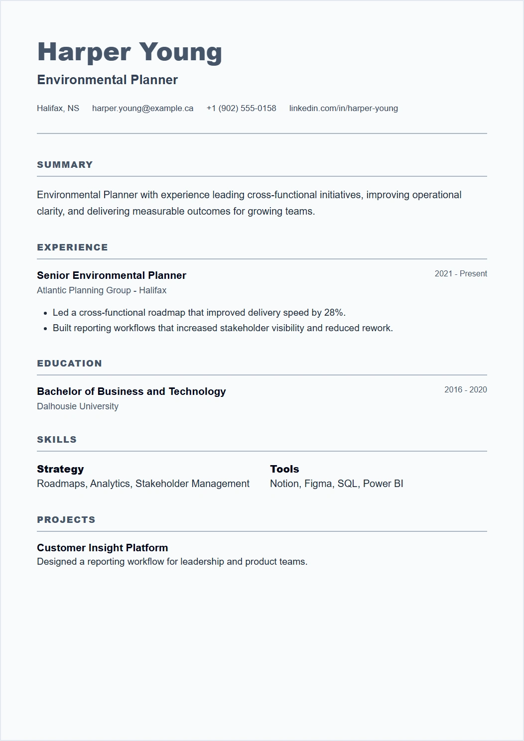 Nordic CV template preview