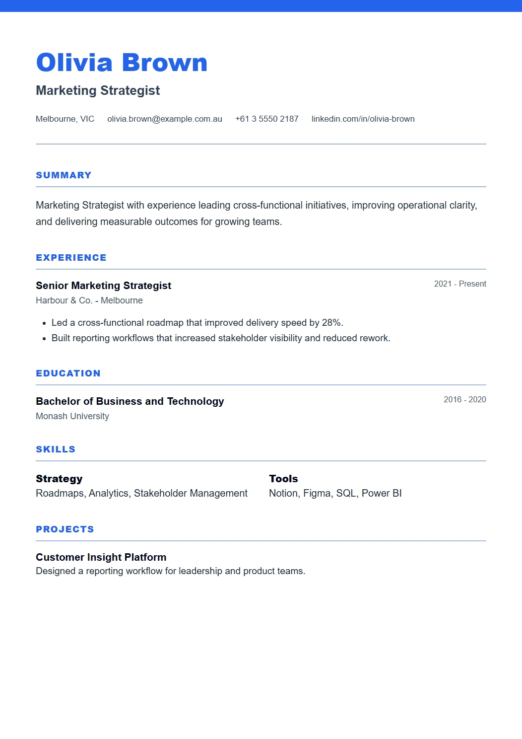 Professional CV template preview